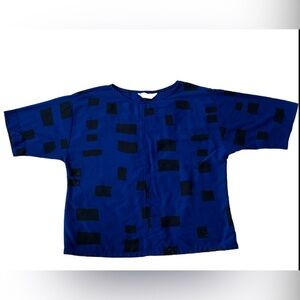 Vintage 1980’s Jonquil Abstract Blue & Black Top SZ-8